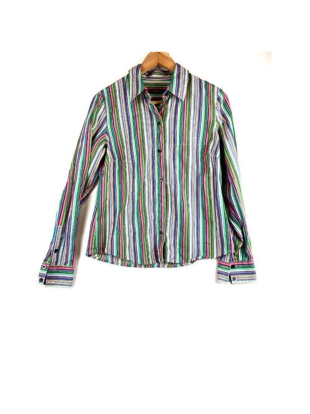 Liz Claiborne Striped Multi-Color Shirt Cotton Size S